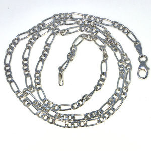 white gold on silver plain Figaro Chain Necklace